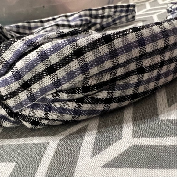 NWT J. Crew Knot Headband in Lightweight Plaid Flannel - Black/Purple/White - Picture 2 of 7